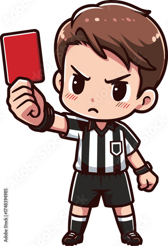 レッドカードを出す審判のイラスト