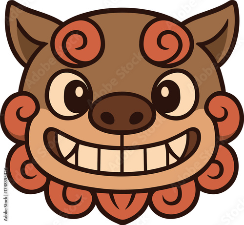 かわいいシーサーの笑顔のイラスト