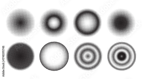 Abstract halftone radial shapes