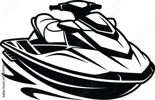 Dynamic jet ski illustration with sleek design on transparent background silhouette