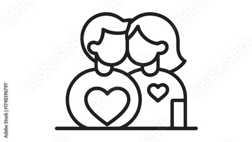 Loving couple embracing with hearts symbolizing affection and connection