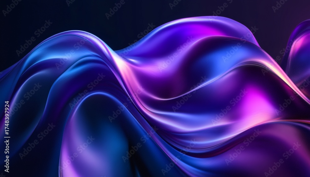 Obraz premium Abstract blue and purple waves flowing smoothly