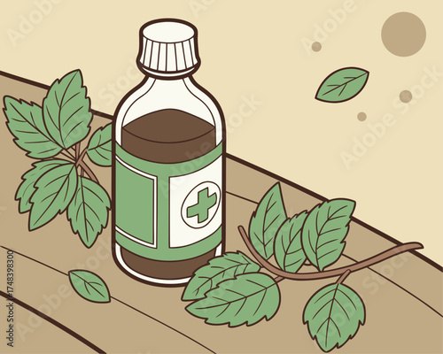Herbal Cough Syrup — Natural Medicine Concept