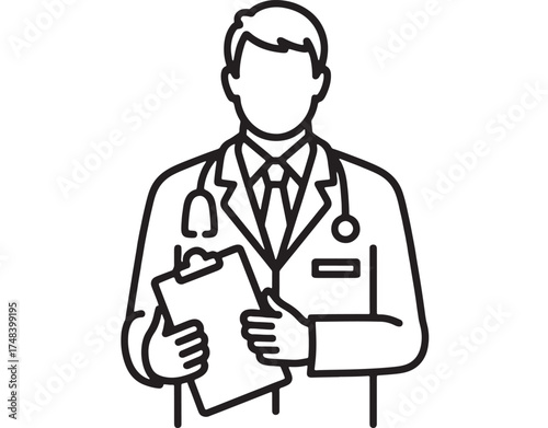Professional doctor holding a clipboard and stethoscope, ready to care for patients.