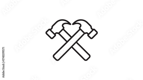 Two crossed hammers symbolizing teamwork and construction