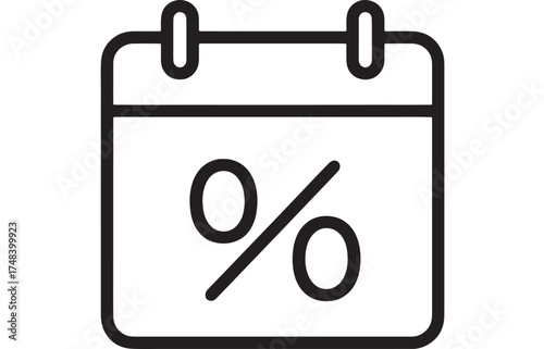 Calendar icon with percentage sign symbolizing discounts and sales events