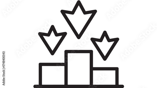 Three winners celebrate on a podium with stars above, symbolizing achievement and success.