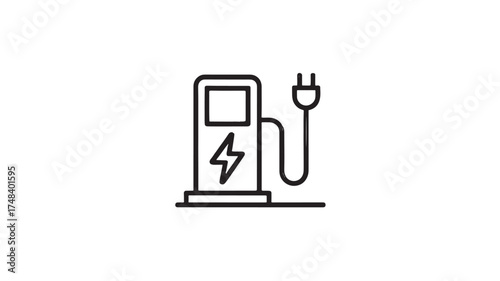 Electric vehicle charging station with power plug, symbolizing clean energy and future transportation.