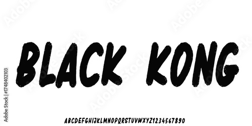 Bold brush vector font. Alphabet handmade brush with uppercase and lowercase.