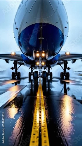 An aircraft wing with a turbine engine sits at the airport ready for flight and travel as the plane prepares for landing or fly