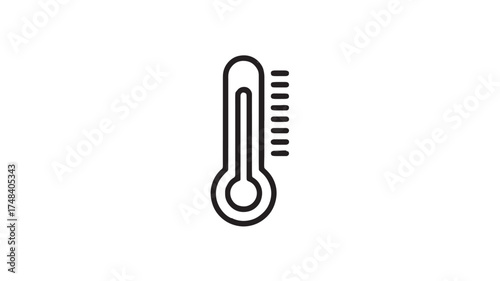Simple line icon of a thermometer indicating temperature measurement