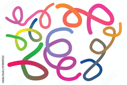 Vibrant abstract colorful swirling lines forming a playful and energetic circular pattern on white background