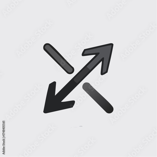 Arrow icon design expanding diagonal symbol on light background