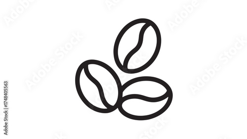 Simple illustration of three coffee beans on a white background, representing coffee culture and energy.