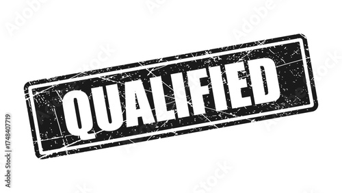 qualified black stamp with grunge texture