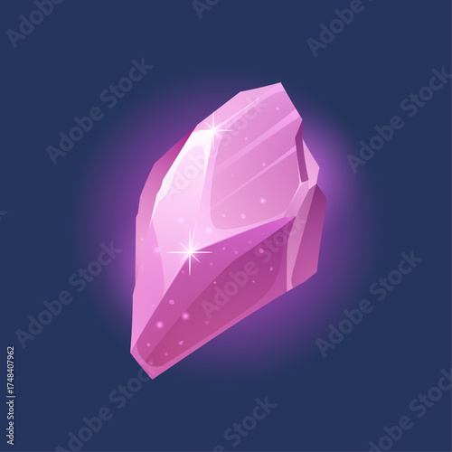 Sparkling Pink Crystal Gemstone Illustration for Fantasy Games and Design