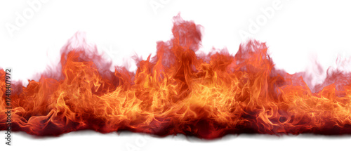 Bright and Warm Flame with Detailed Texture and Vibrant Colors Isolate on Transparent Background, cutout, png
