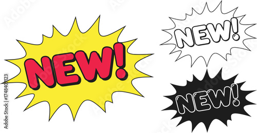 Three new graphic bursts in color and black and white variations