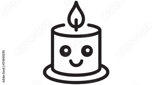 Charming cartoon candle with a happy face and flickering flame, perfect for celebration themes.
