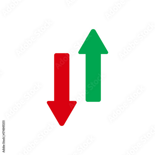 Free Download Green arrow pointing up and red arrow symbol pointing down isolated template - GFXLoad