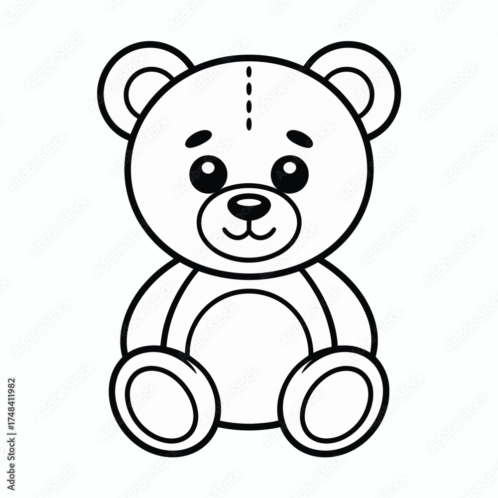 Fototapeta premium Simple line drawing teddy bear vector illustration scalable eps icon for kids toys and gifts silhouette