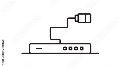 Simple line drawing of a network router and connected device