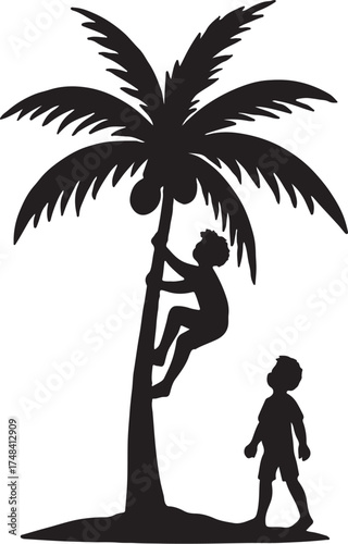 The coconut tree has a taproot. নারিকেল গাছ
