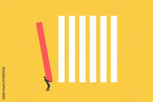 Businessman bring block. concept of achievement, success completion, growth, leadership