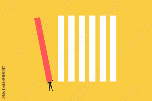 Businessman bring block. concept of achievement, success completion, growth, leadership