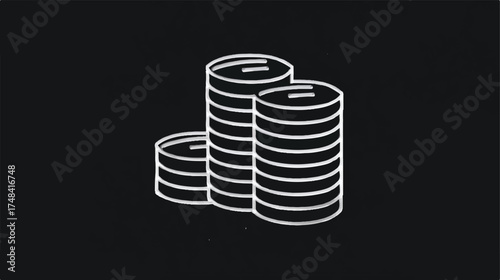 Stylized illustration of coin stacks symbolizing investment and finance management on a black background with a modern simple aesthetic for financial markets