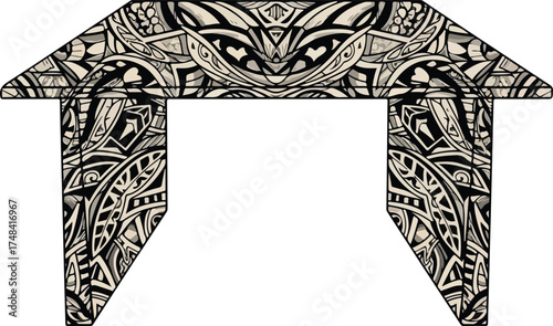Abstract Ornamental Table Shape with Tribal Mandala Pattern – Decorative Vector Design