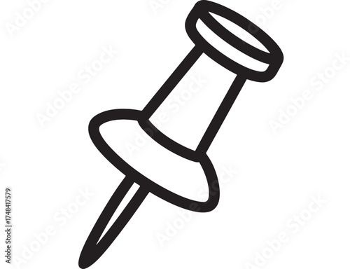 Simple outline drawing of a thumbtack, perfect for office or creative projects