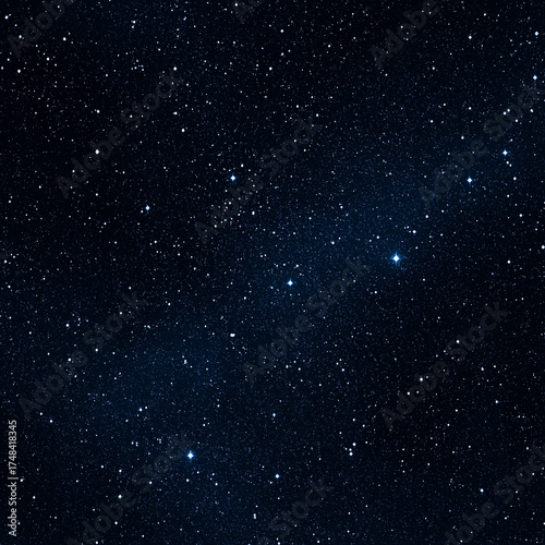 Starry Night Sky with Hyades Constellation and Bright White Star in Deep Space