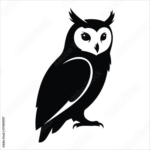 Wallpaper Mural Stylized silhouette of an Owl, depicted in black and white.  Torontodigital.ca