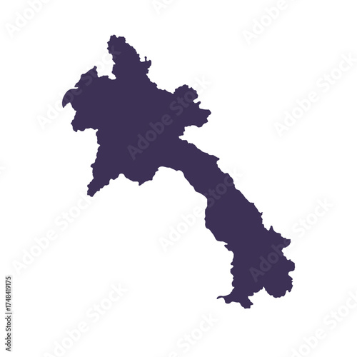 Map of Laos, sign silhouette. World Map Globe. Vector Illustration isolated on white background. Asian continent.