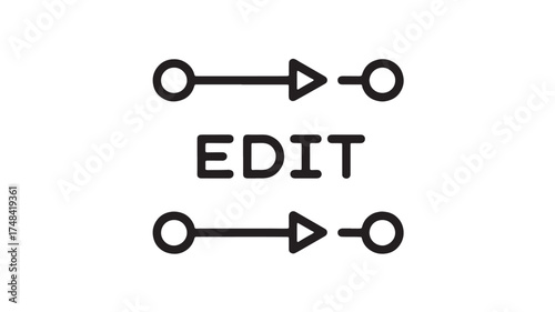 Conceptual graphic representing the process of editing and transformation with arrows and text.