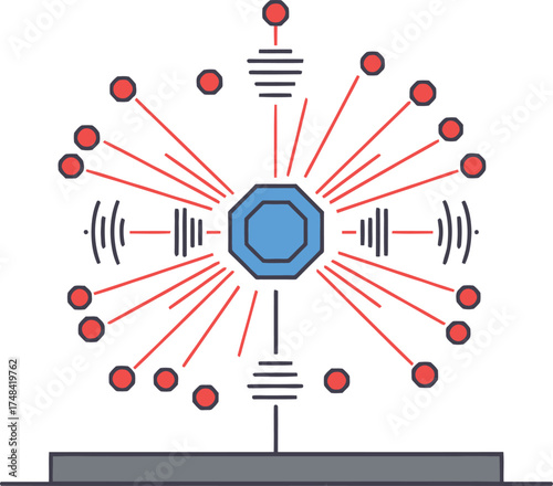 Abstract representation of connected data network illustration