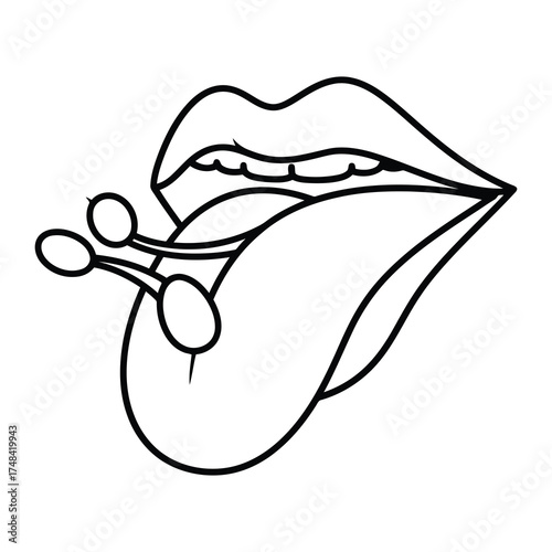 Taste sensation with tongue and some berries