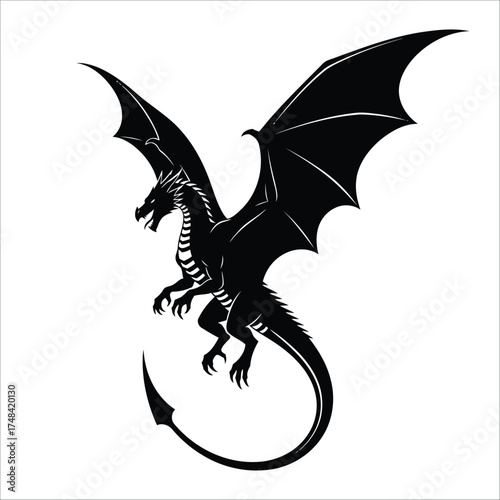 Wallpaper Mural Black silhouette of a dragon with outspread wings in flight.  Torontodigital.ca