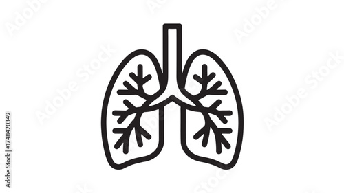 Clean line art illustration of human lungs, symbolizing health and breathing
