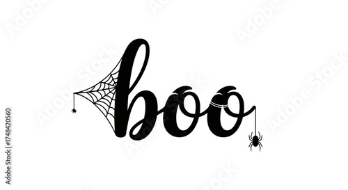 Elegant script word boo in a stylized font isolated on transparent background