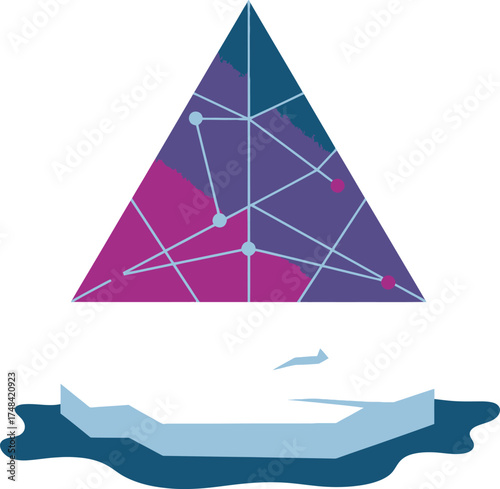 Illustration of iceberg under futuristic triangle gradient design