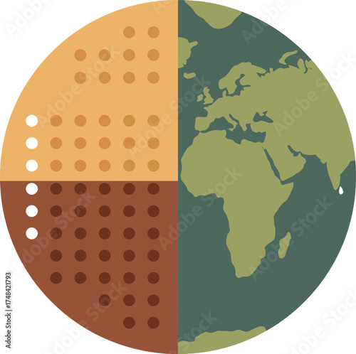 Abstract graphic illustration of the Earth globe with soil samples.