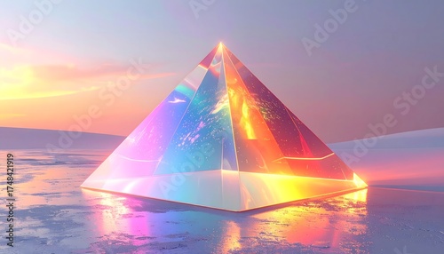 Wallpaper Mural Abstract glass pyramid showcasing futuristic glowing color design high resolution photo Torontodigital.ca