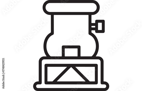 Simple line illustration of a vintage kerosene lamp on a stand