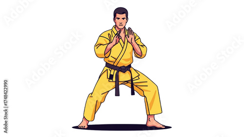 Taekwondo Athletes Vector Illustration – Martial Arts Action Pose