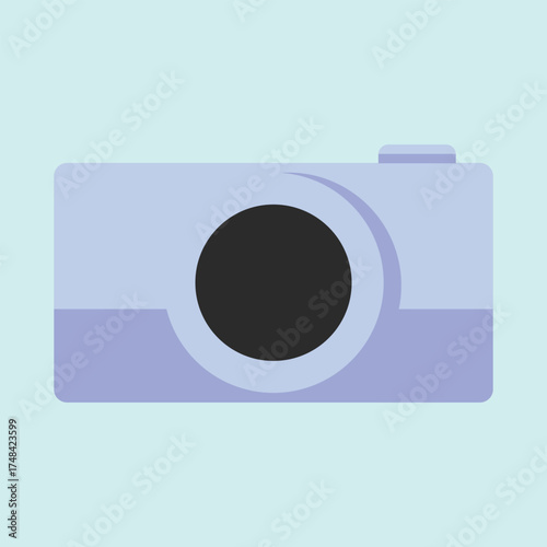 Simple flat vector illustration of a digital camera for creative professionals. Perfect for content creation, photography blogs, digital media, and minimalist design projects.