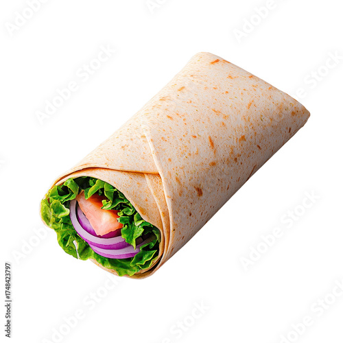 Fresh Veggie Wrap with Lettuce, Tomato, Onion and Tortilla