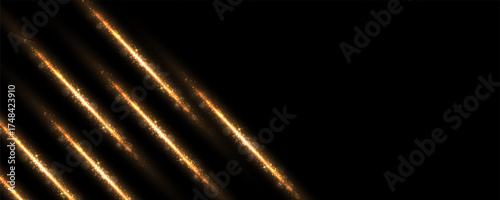 The dust sparks and golden stars shine with special light. Vector sparkles on a transparent background. Christmas light effect. Sparkling magical dust particles.