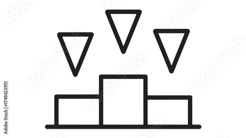 Stylized illustration of a podium with three upward pointing triangles symbolizing success and achievement.